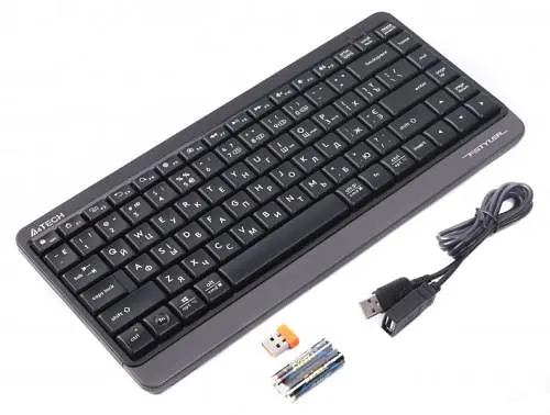 Клавиатура беспроводная A4Tech FBK11 Fstyler, Black/Grey, Bluetooth/USB 2.4GHz, компактный размер, 12 мультимедийных кнопок, защита от брызг, до 4-х устройств, 2xAAA, UA/RU/US - фото 2
