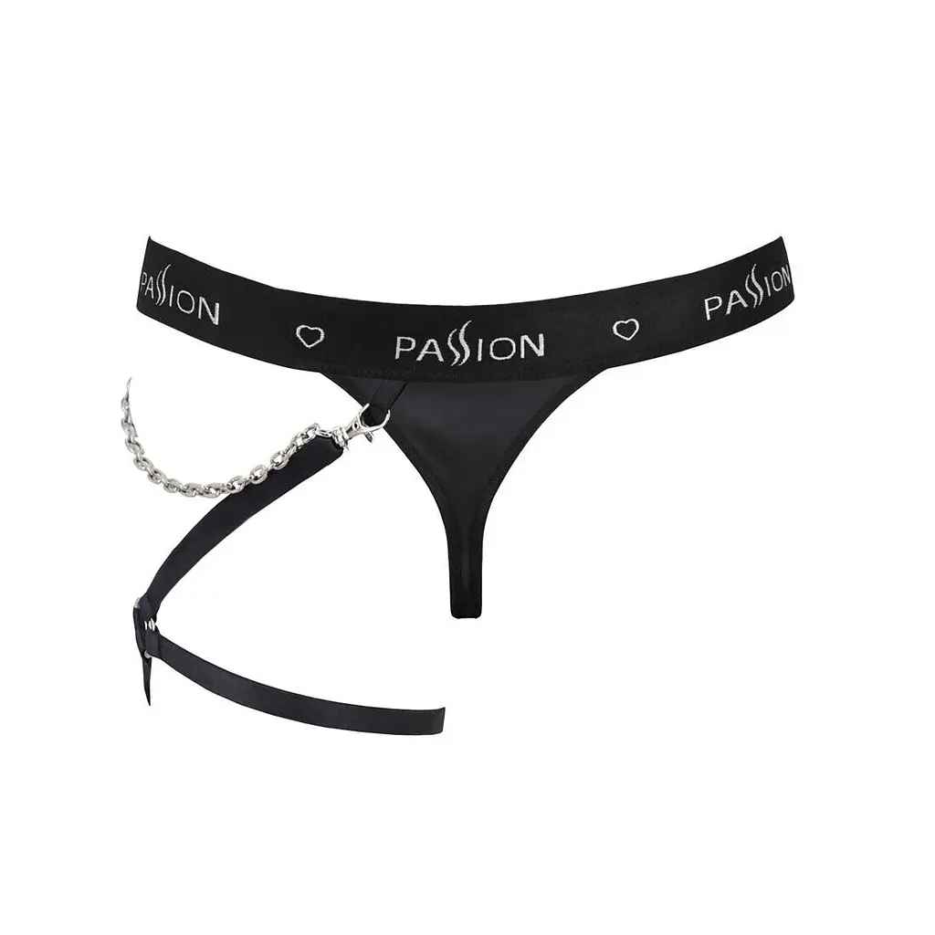 Чоловічі трусики танга з підв’язкою Passion 058 THONG BILL S/M Black - фото 6