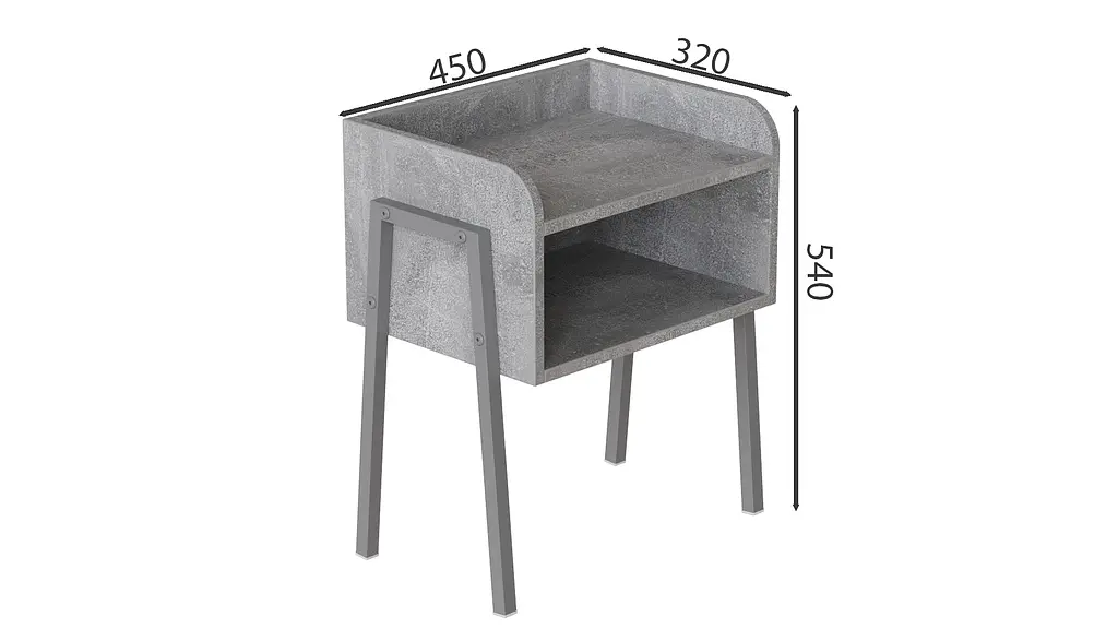 Тумба модульна Ferrum-decor Джузі 540x450x320 метал Сірий ДСП Бетон 16 мм (FRD-102988) - фото 3