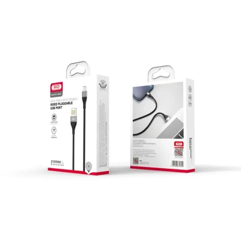 Дата кабель USB 2.0 AM to Lightning 1.0m 2.4A double-sided NB188 gray XO (6920680879694) - фото 2