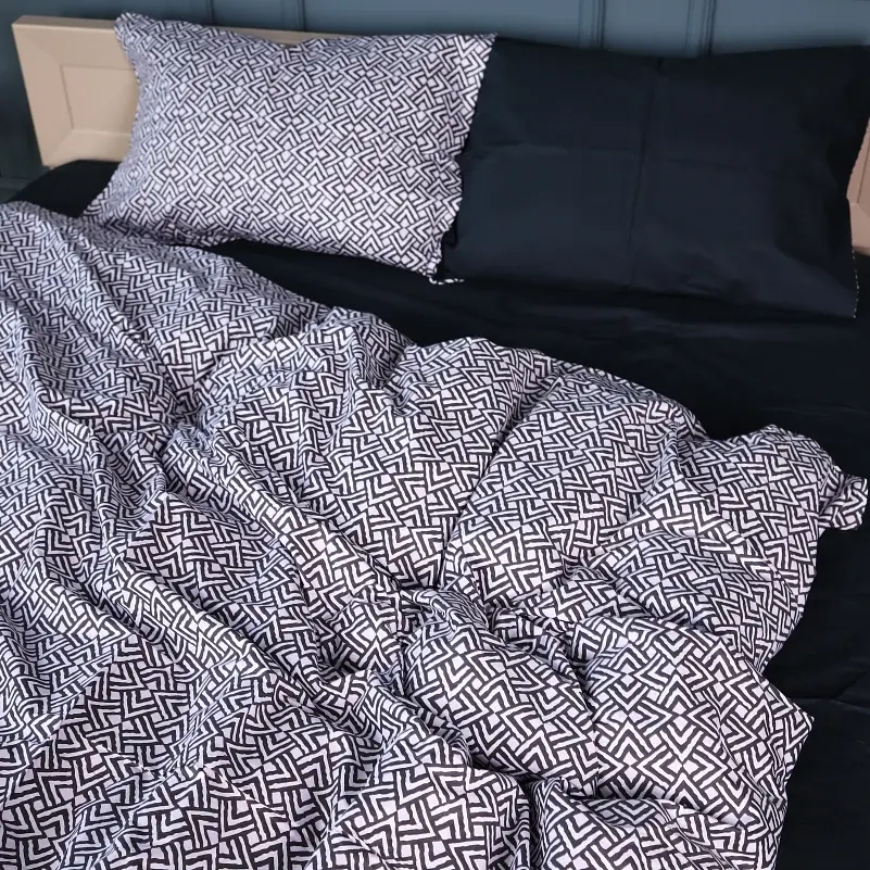Наволочка MirSon Сатин 22-1386 Geometric Black 50х70 см черно-белая (2200010472899) - фото 2