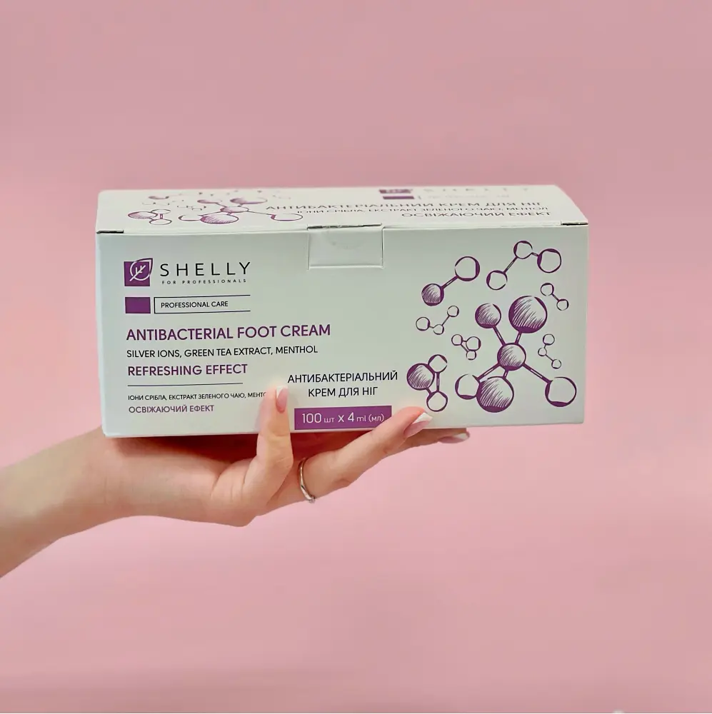 Антибактеріальний крем для ніг з іонами срібла, екстрактом зеленого чаю і ментолом Shelly 4 мл х 100 шт - фото 5