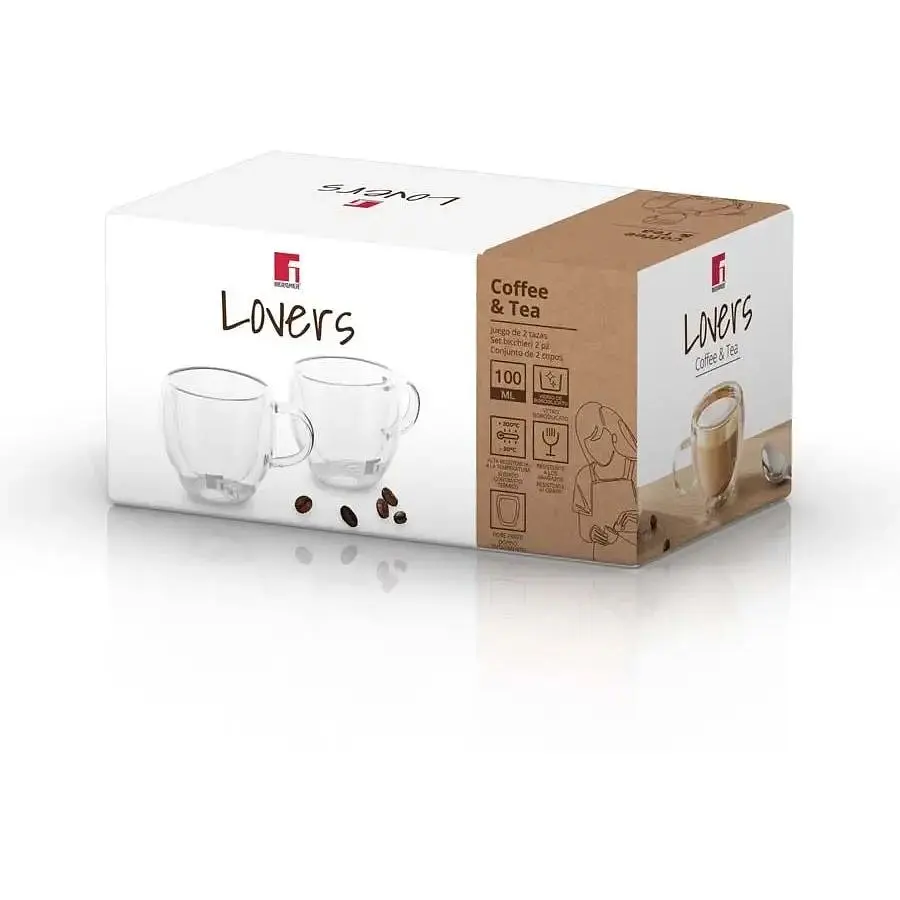 Набор стеклянных чашек Bergner Coffee & Tea Lovers 100 мл 2 шт. (BG-20114-MM) - фото 3