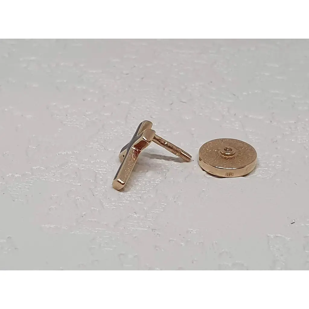 Золотая моносерьга Империя золота Крестик с эмалью. СП952И - фото 4