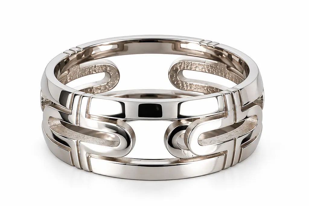 Чоловіча обручка Jewellery Continent з білого золота з геометричним орнаментом 14.5 (К-0912)