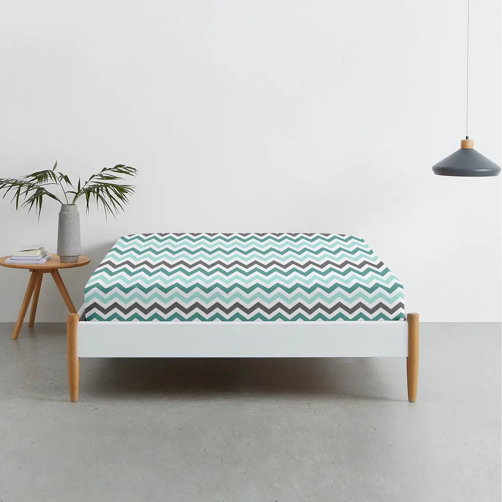 Набір простирадл на резинці Cosas BEIGE/MINT ZIGZAG 160х200х20 см (Set_Beige_ZigMintGrey_160x200_2) - фото 2