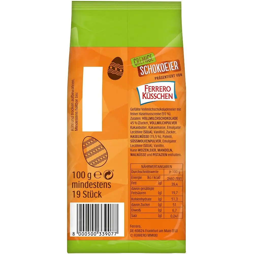 Цукерки Ferrero Kusschen Eggs Cremige Haselnuss 100 г - фото 3