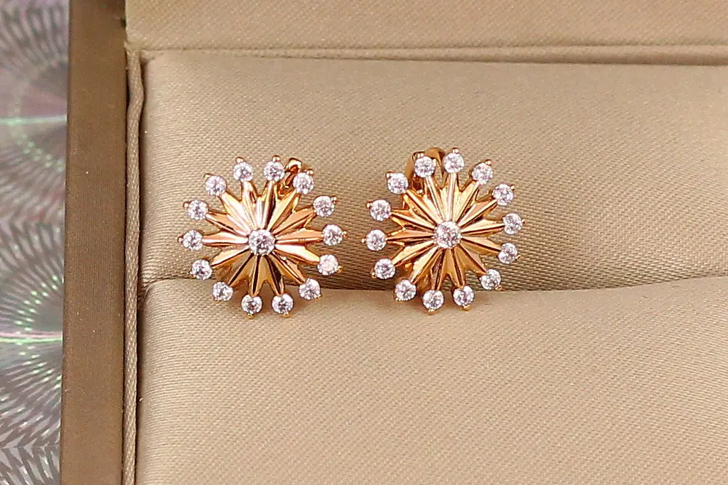 Сережки дитячі Xuping Jewelry парасолька з фіанітами 1.1 см золотисті - фото 2