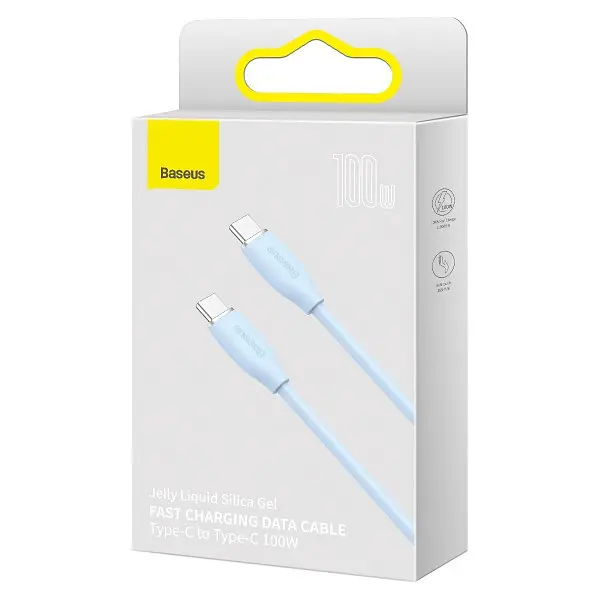 Кабель Baseus Jelly Liquid Silica Gel Fast Charging Data Type-C to Type-C100W 1.2m CAGD030003 Blue - фото 3