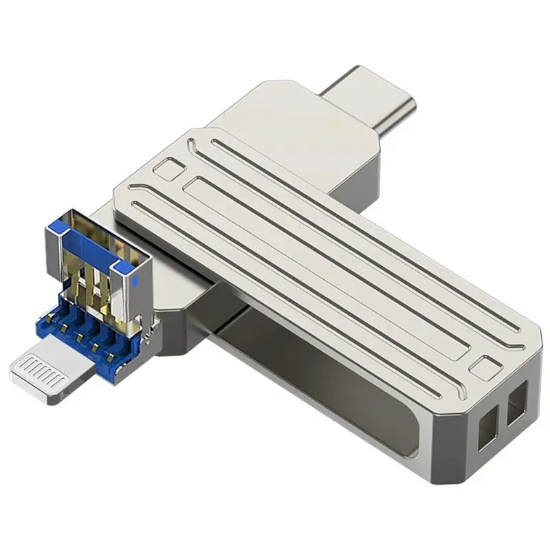 Флеш-накопичувач WIWU Wi-FD001 3in1 (USB-A/C/L) USB 3.0 — 32GB Silver - фото 5