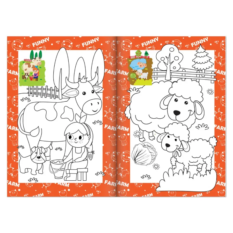 Книжка раскраска "На ферме" Апельсин РМ-48-45 с цветными подсказками - фото 2