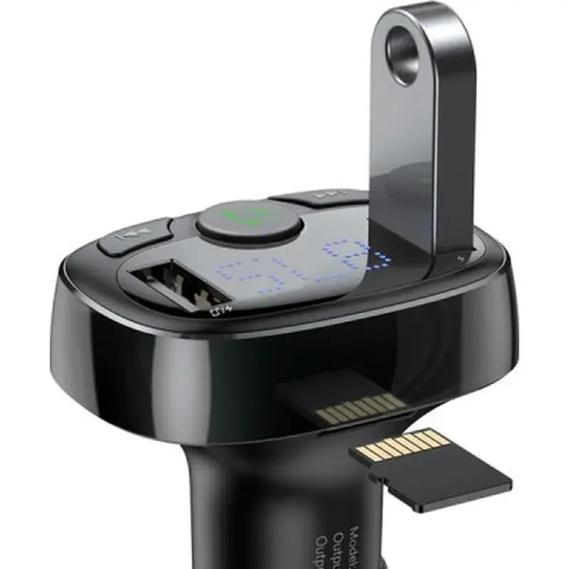 FM модулятор Baseus T Shaped S-09A 2 х USB Type-A, microSD Black (CCMT000001) - фото 6