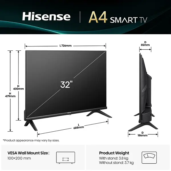 LED-телевізор Hisense 32A4Q - фото 3