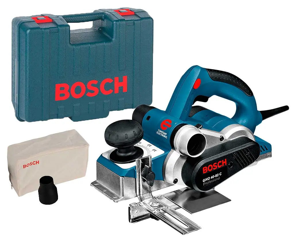 Рубанок Bosch GHO 40-82 C Professional у чемодані з паралельним упором, обмежувачем глибини, ножем, пилозбірником