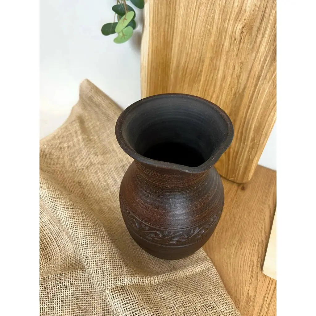 Кувшин 2 литра керамический (глиняный) резной без ручки декор - фото 7