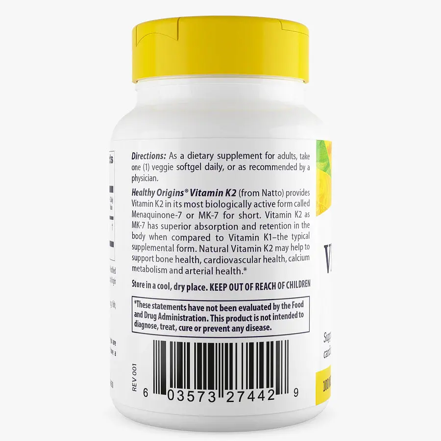 Вітаміни та мінерали Healthy Origins Vitamin K2 100 mcg as MK-7 Natural, 60 вегакапсул - фото 2