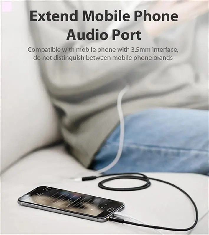 Аудіо-кабель Vention Audio 3.5 mm M - 3.5 mm F, 2m, Black (BHBBH) - фото 7