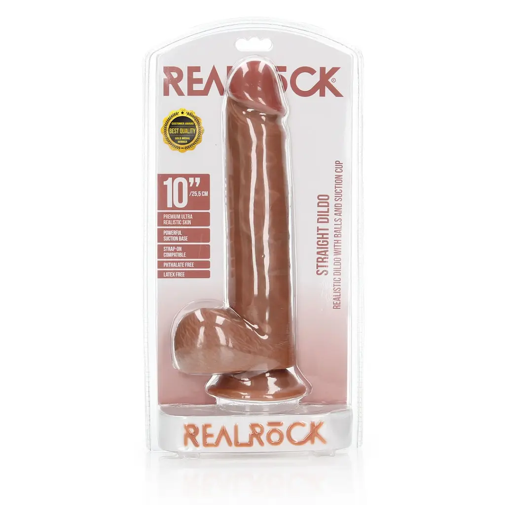 Фалоімітатор RealRock Realistic Balls Suction Cup 10", 28 см (тілесний) - фото 5