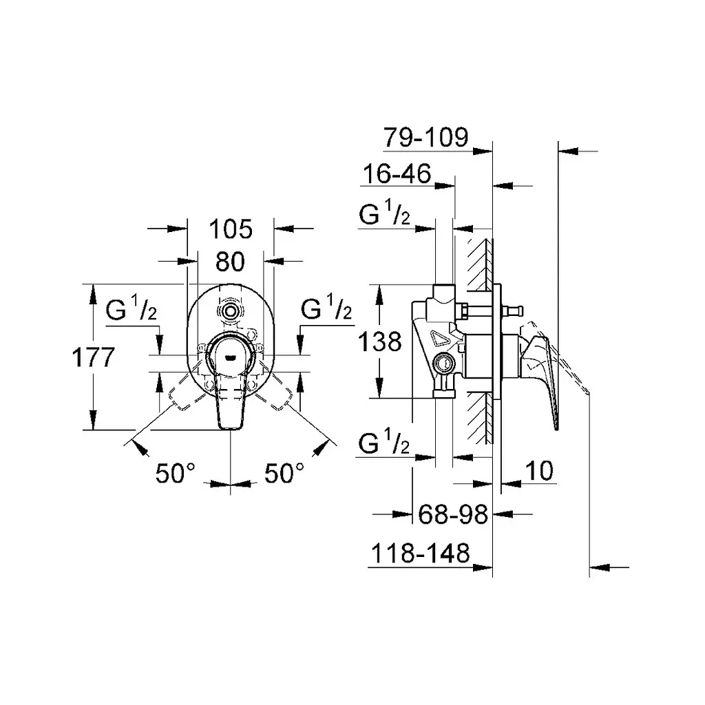 Змішувач прихованого монтажу Grohe Bau Flow 29045000 , Хром - фото 3
