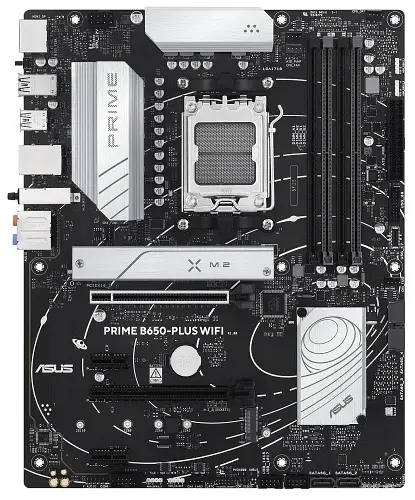 Материнська плата AM5 Asus PRIME B650-PLUS WIFI, B650, 4xDDR5, Int.Video (CPU), 4xSATA3, 2xM.2, 2xPCI-E 4.0 x16, 2xPCI-E 4.0 x1, Realtek 7.1, Realtek 2.5Gb, WiFi 6E, Bluetooth 5.3, 8xUSB 3.2 / 4xUSB 2.0, HDMI/DP, ATX - фото 2