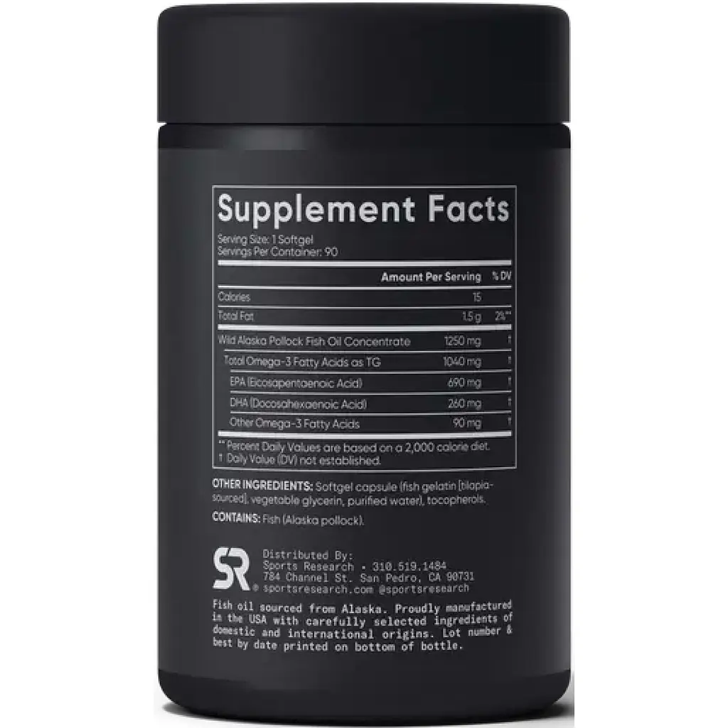Рыбий жир Sport Research Fish Oil Alaska Pollock 1250 мг 90 капсул - фото 2