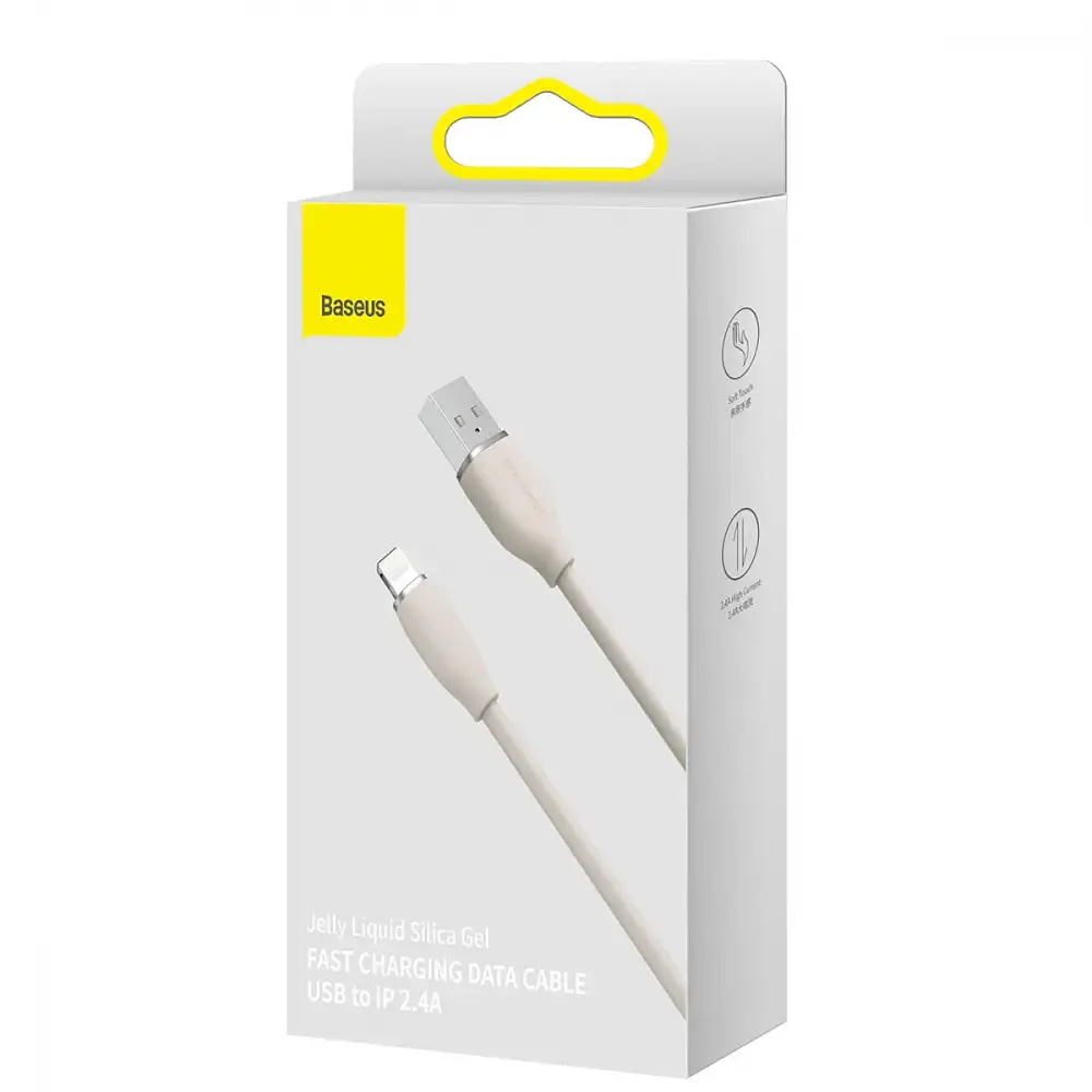 Кабель Baseus Jelly Liquid Silica Gel Fast Charging Data Cable USB to Lightning 2.4A 1.2m CAGD000004 Pink - фото 5