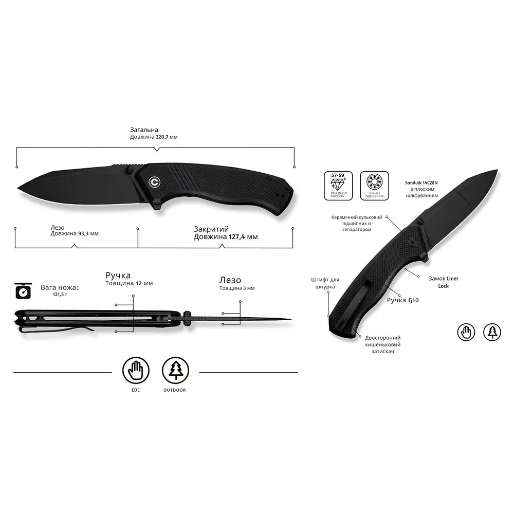 Ніж складаний Civivi Placoid C23079-1 - фото 11