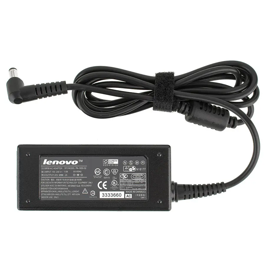 Блок живлення для ноутбука LENOVO 20V 2A 40W 5.5x2.5мм 3 hole L-подібний роз'єм чорний (без кабелю!) - фото 2