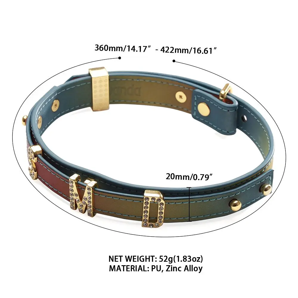 Нашийник LOCKINK Multi-color DIY Alphabet Collar, мультиколір, штучна шкіра, букви зі стразами - фото 5