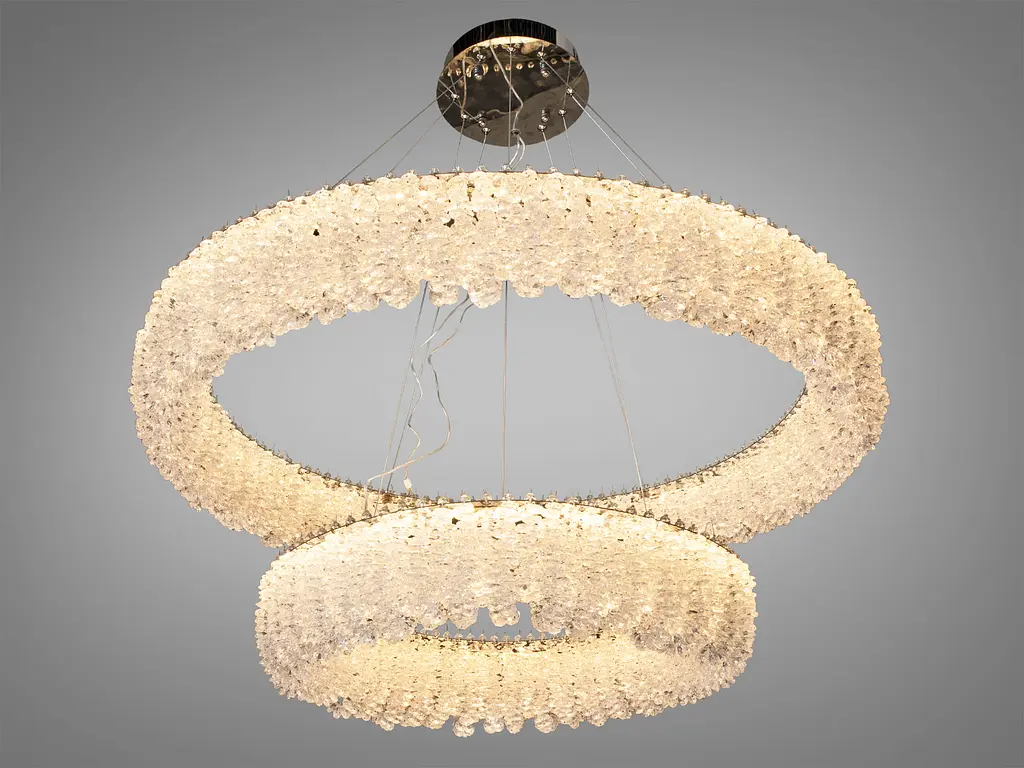 Подвесная люстра 505-600+400CH хром хрустальная светодиодная 60Вт. - фото 3