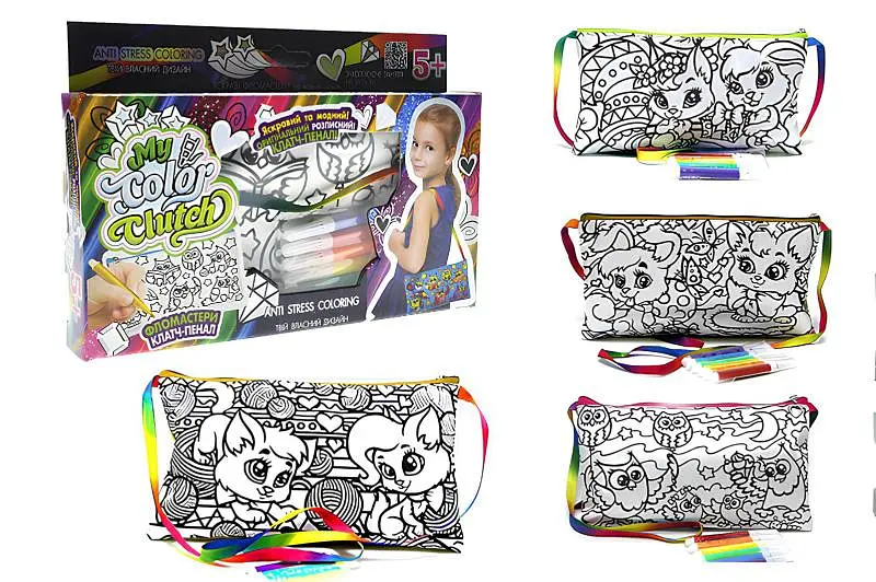Набір для творчості CCL-02-01U,02U,03U...06U "My Color Clutch" клатч-пенал-розмальовка DANKO