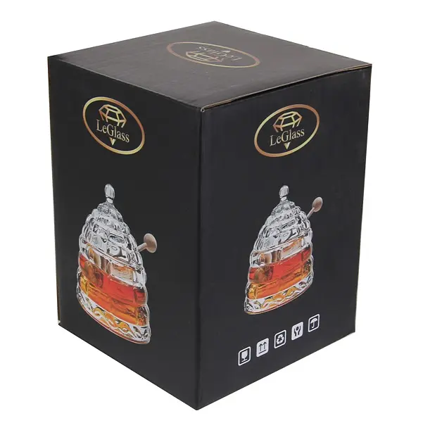 Банка для меда LeGlass с деревянной палочкой, 10х14 см (355-003) - фото 2