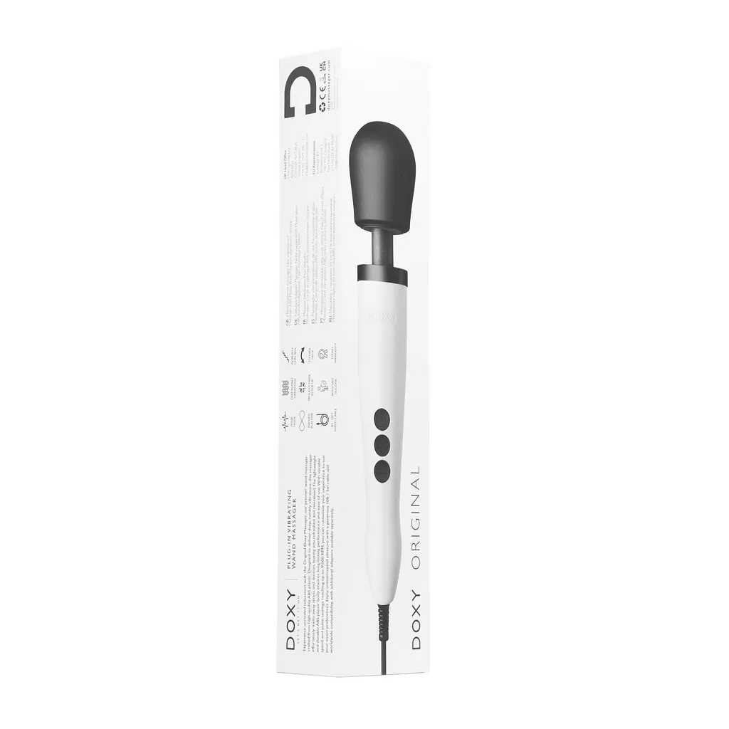 Вібромасажер DOXY Original White, дуже потужний, живлення 220В, пульсівні вібрації - фото 8