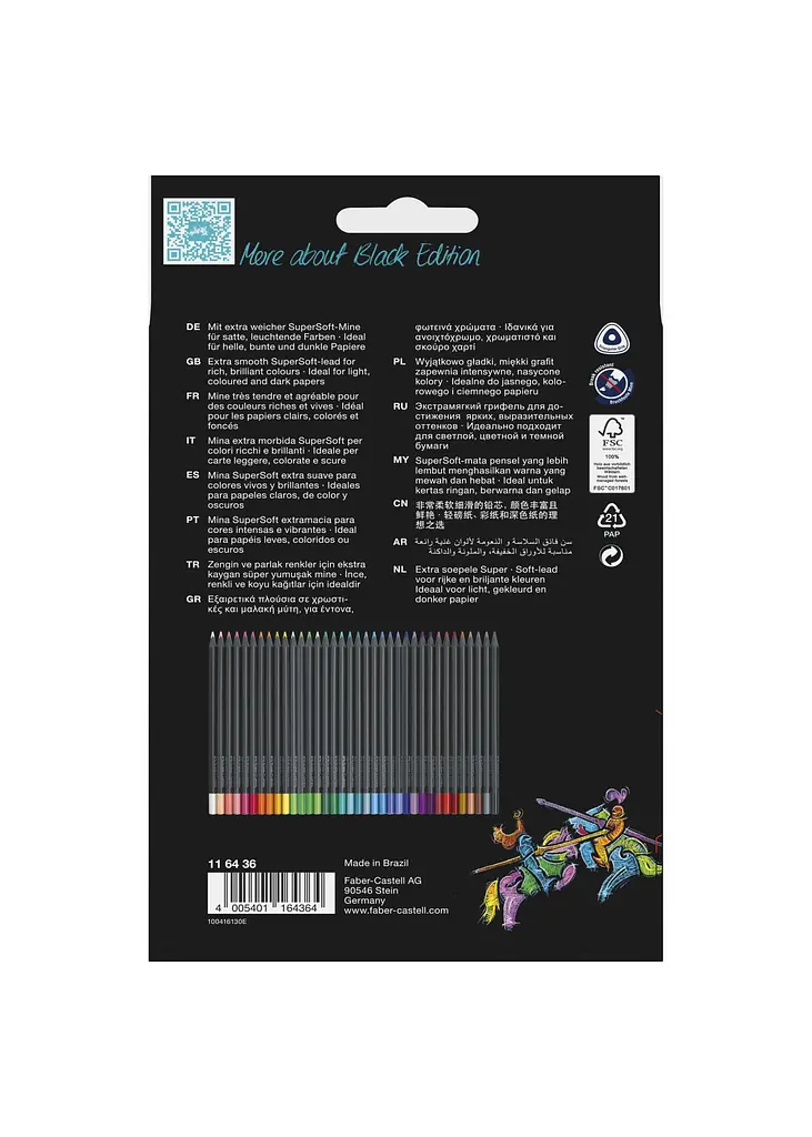 Набір олівців 36 кол. FABER CASTELL тригранні чорні (116436) - фото 2