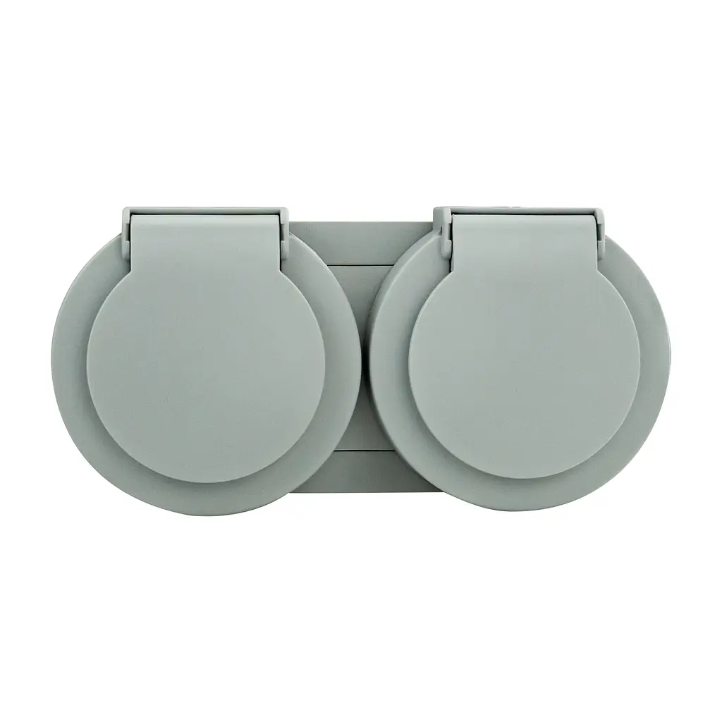 Розетка подвійна Ovivo Electric xOne з заземленням та кришкою сірий - фото 5