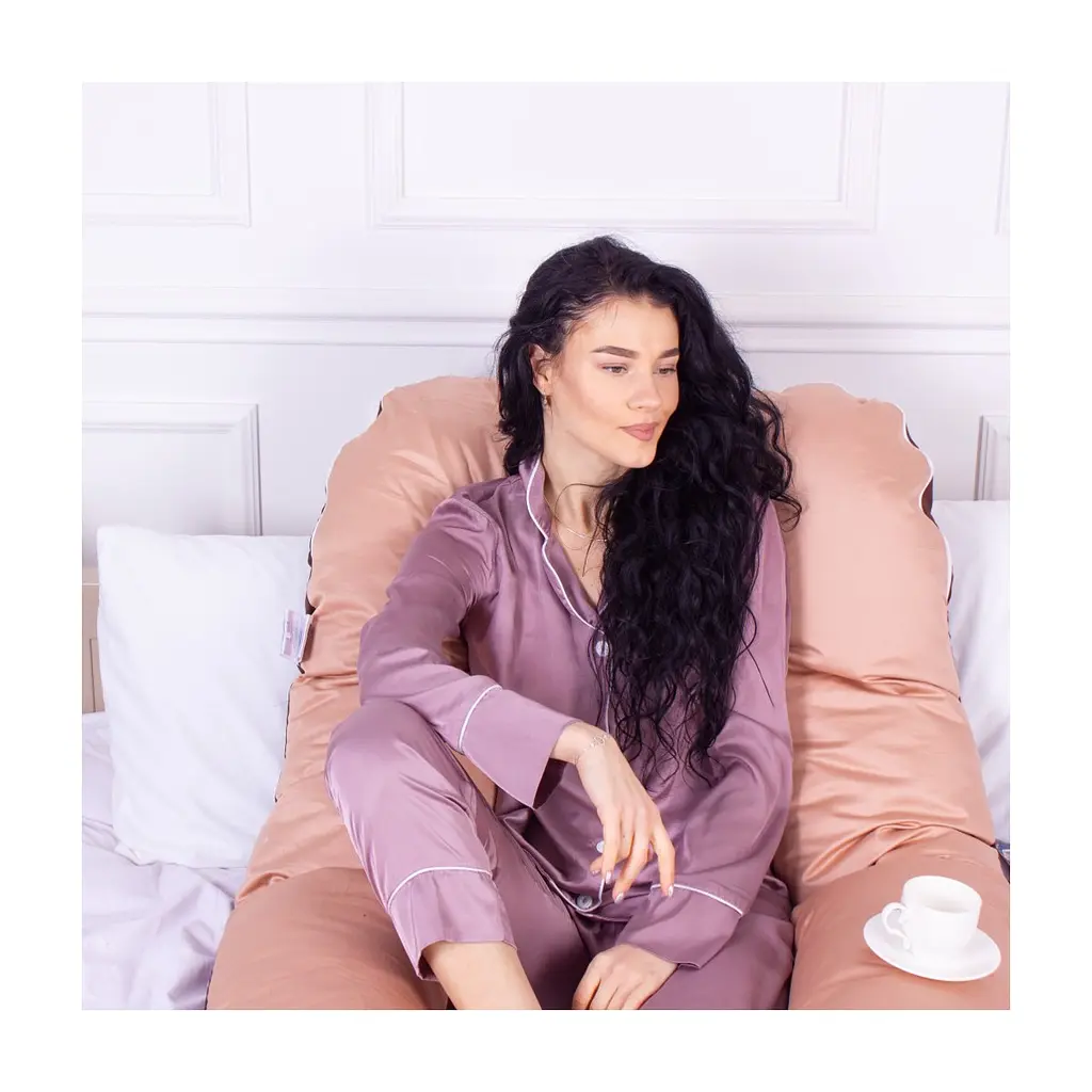 Подушка MirSon для вагітних і відпочинку Delicate Satin №8028 U-подібна Cappuccino (2200006178668) - фото 7
