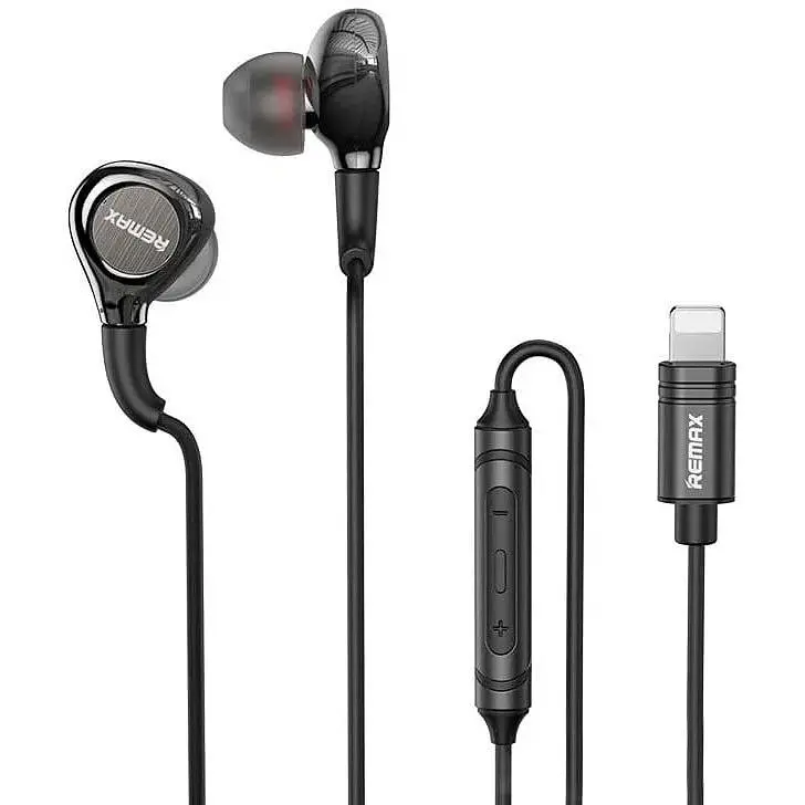 Навушники Remax RM-655i Lightning Metal Wired Earphone for Music & Call чорні - фото 6