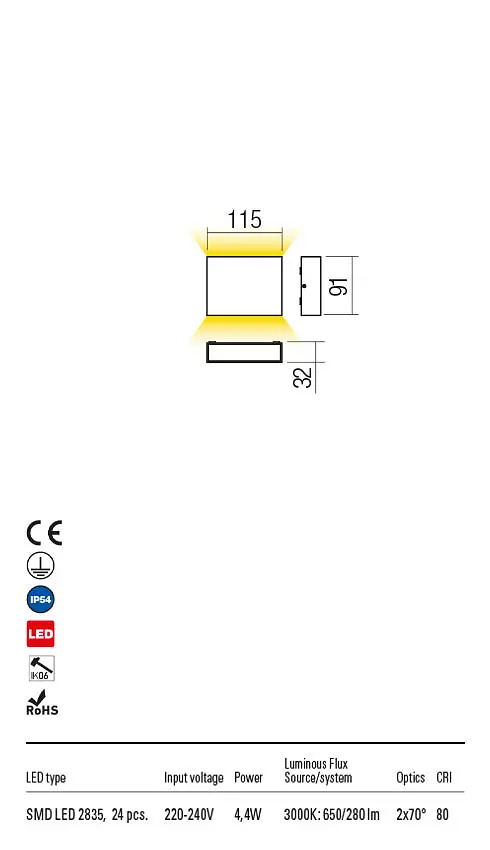 Бра вуличне KAMAL AP LED 4.4W IP54 DG 3000K (5.1.2) Redo 90376 - фото 3