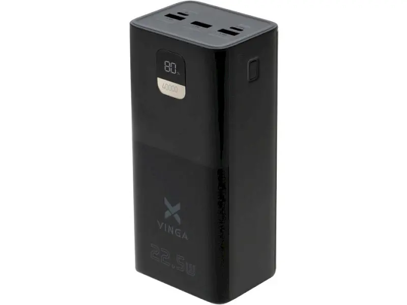 Зовнішній акумулятор (павербанк) Vinga 40000mAh 22.5W Display Black (VPBB4022)