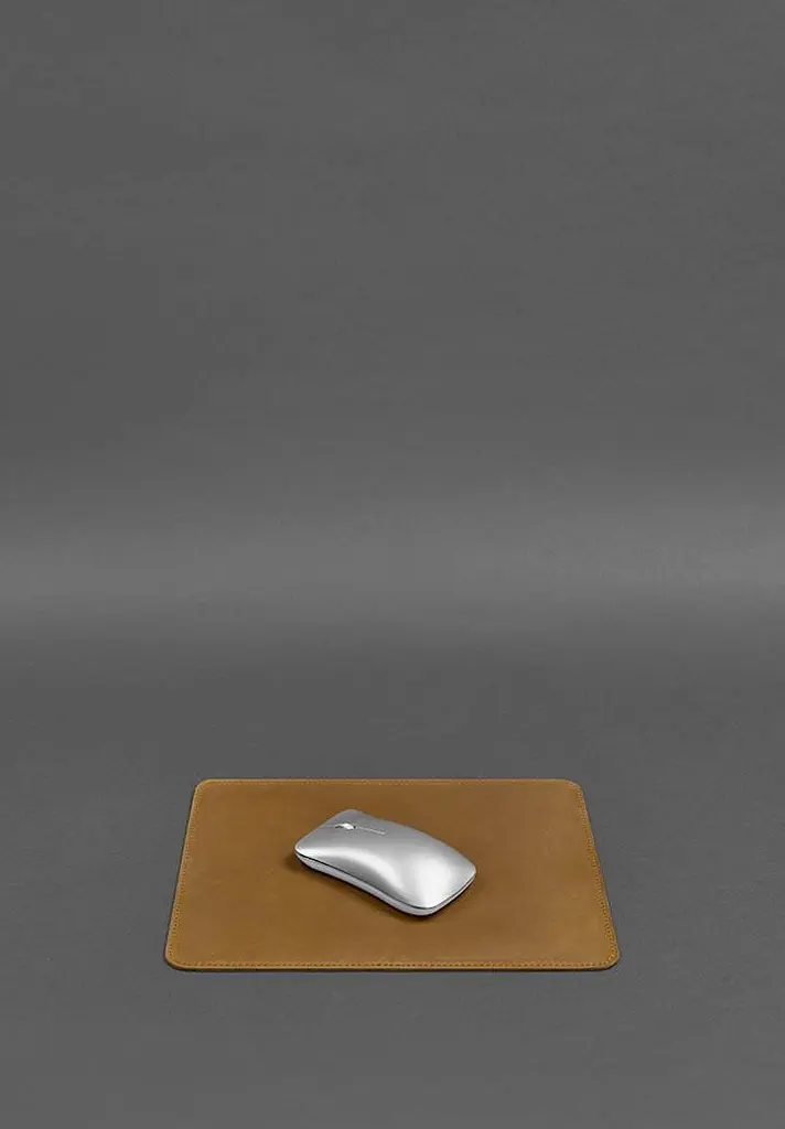 Коврик для мышки из натуральной кожи 1.0 желтый Crazy Horse - фото 3