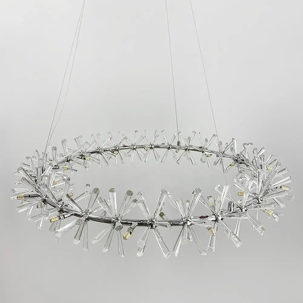 Подвесная серебряная люстра ALMA со стеклянными палочками Ø 80 см Ст. NO 4-800 CH | Line F - фото 2