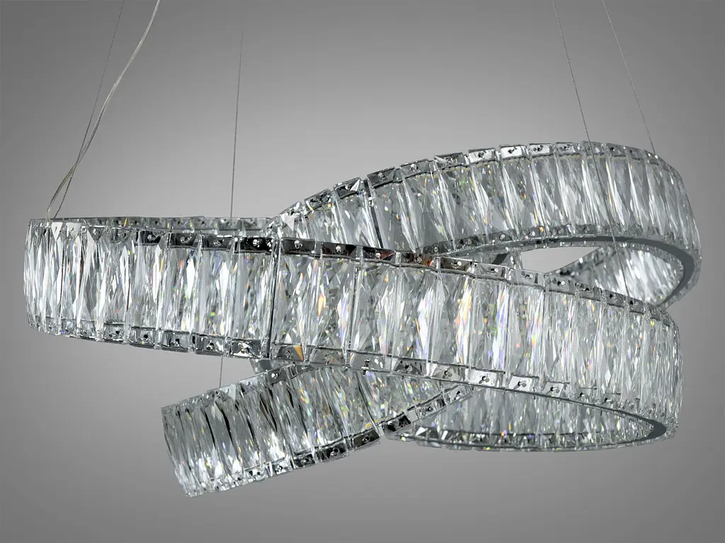 Люстра стельова LED Diasha 531/600CH, 80W, хром, кристалічна, преміум стиль, висота 115 см, діаметр 65 см - фото 3