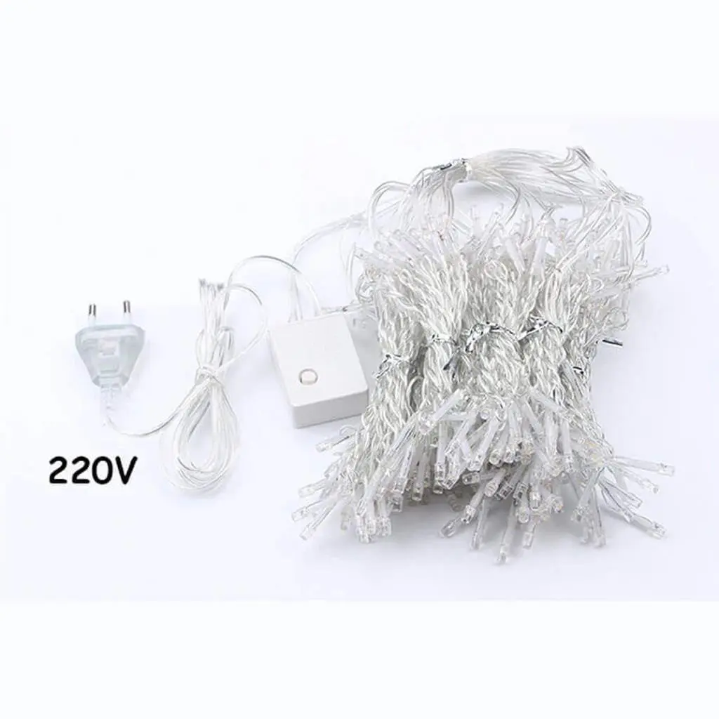 Гирлянда штора Водопад 3х2.6 м 280 LED (прозрачный шнур, с переходником) Золотистый свет - фото 9