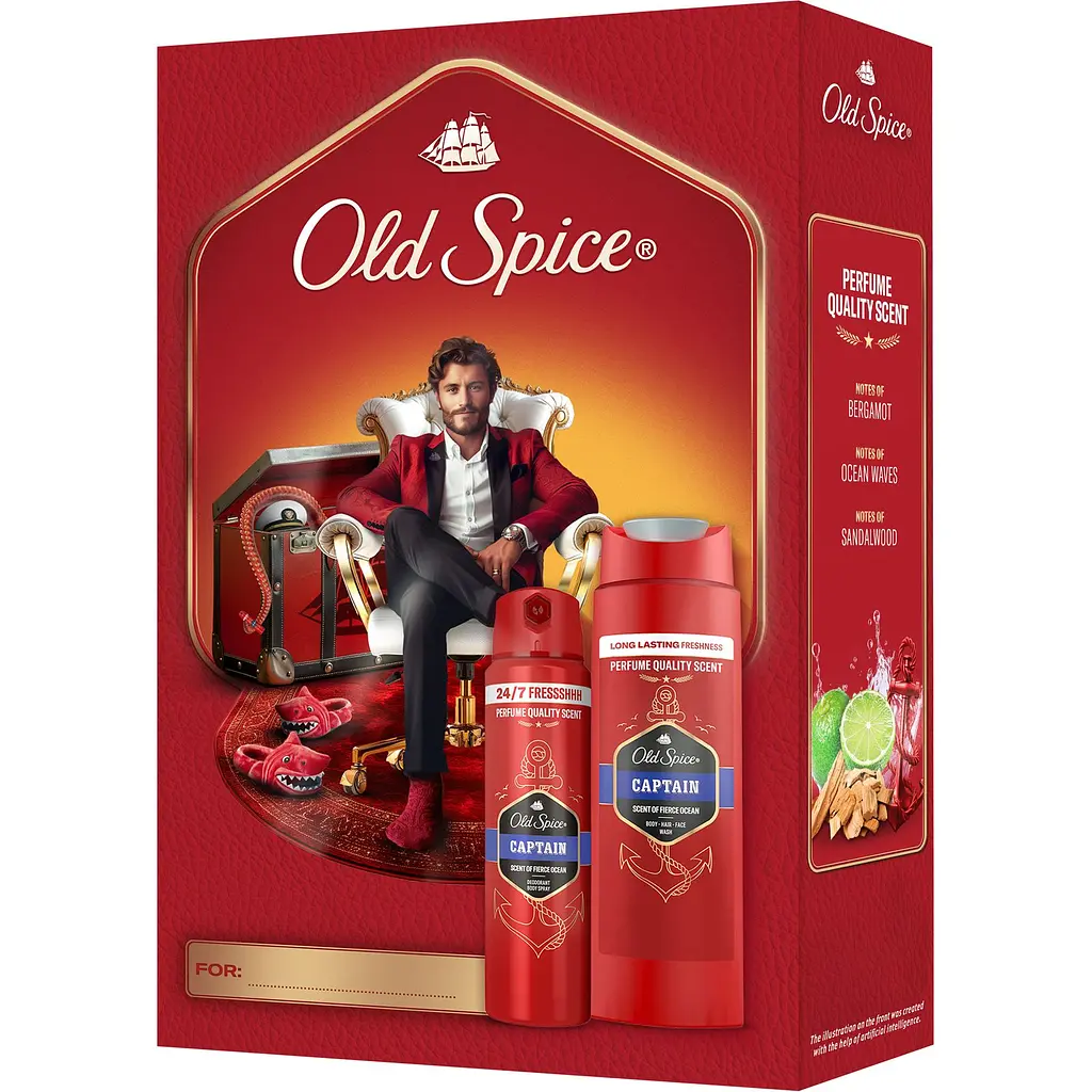 Подарочный набор Old Spice Gentleman Captain: аэрозольный дезодорант 150 мл + гель для душа 3-в-1 250 мл - фото 2