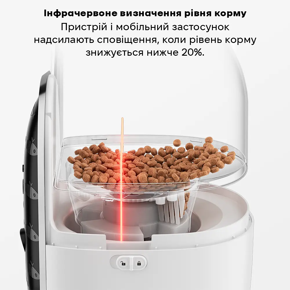 Автоматична годівниця для котів DUDUPET F01 3 л Wi-Fi з голосовим повідомленням, білий - фото 4