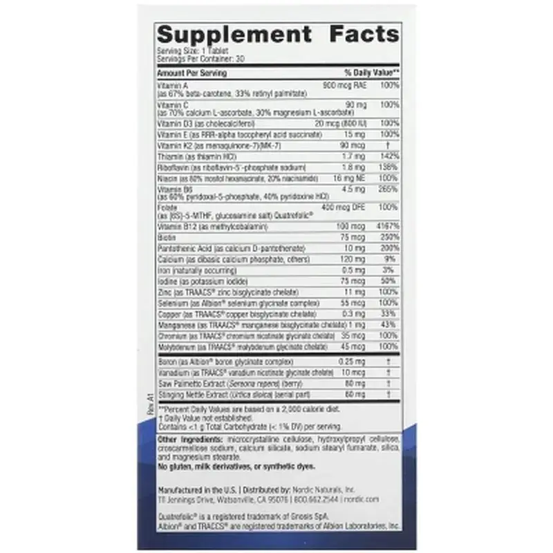 Вітамінно-мінеральний комплекс Nordic Naturals Мультивітаміни для чоловіків, Men's Multivitamin, One Daily, 30 таблеток (NOR-01554) - фото 2