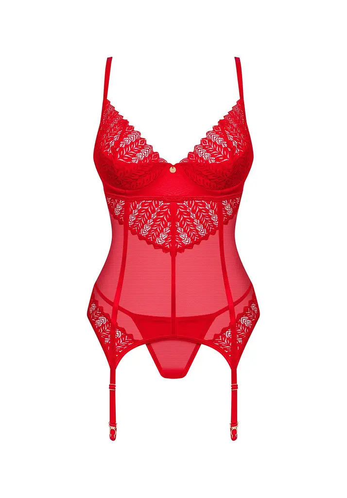 Комплект боди и стринги Obsessive Ingridia M/L красный - фото 5