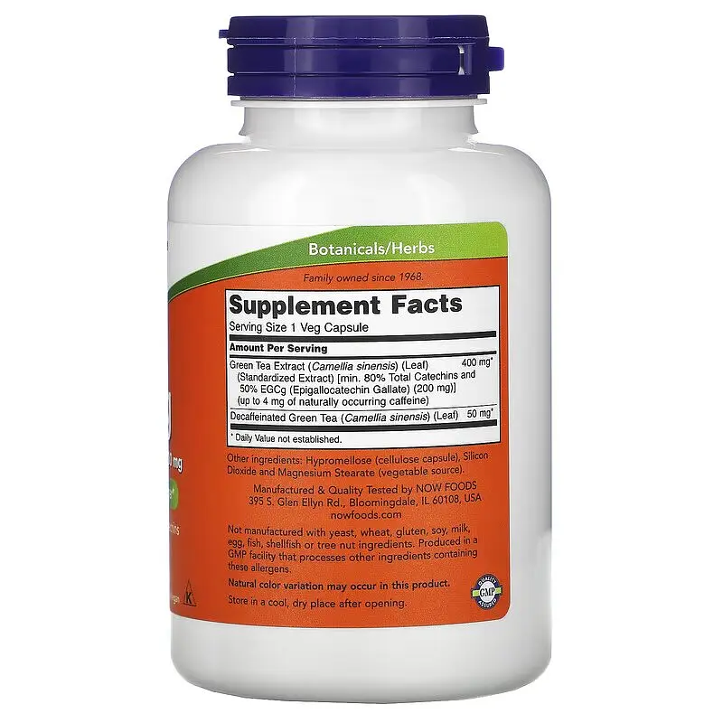 Натуральная добавка NOW EGCg Green Tea Extract 400 mg, 180 вегакапсул - фото 2