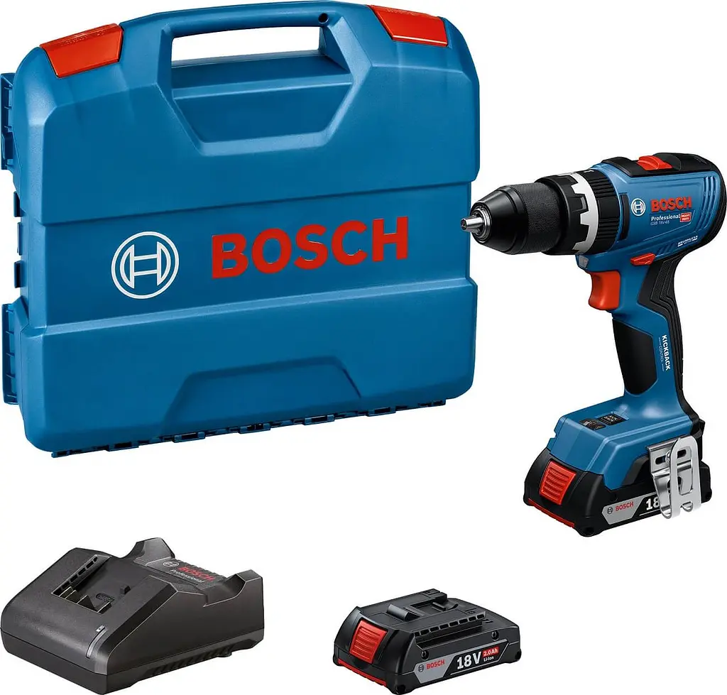 Акумуляторний ударний дриль-шурупокрут Bosch GSB 18V-65 Professional з 2 акб GBA 18V 2 Ah і з/п GAL 18V-20, в L-Case