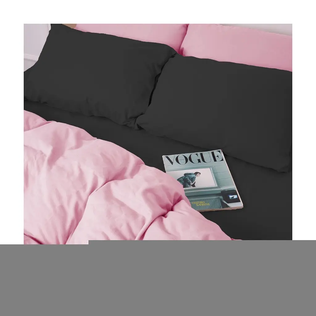 Постільна білизна MirSon 002-008 Black/Pink Фланель 2x143x210 Сімейний (2200009661877) - фото 4